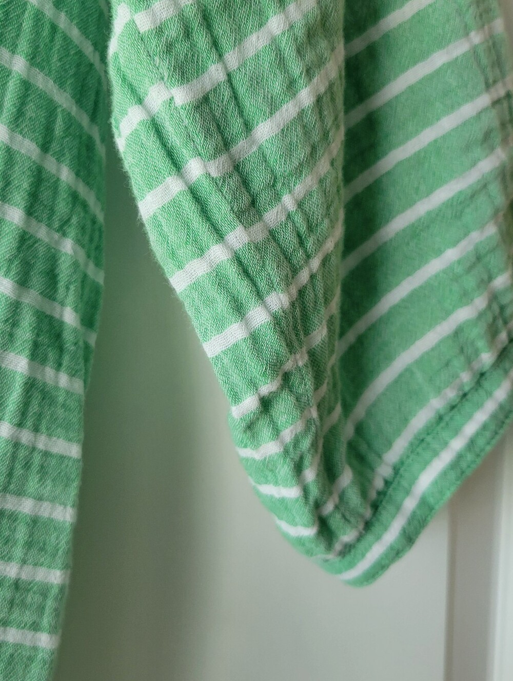 J. Jill Womens Size XL 100% Cotton Striped Button Up Seaglass/Mint Green - Picture 6 of 8